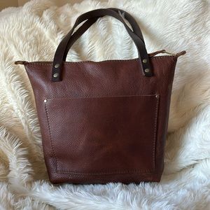 Small Nutmeg Portland Leather Goods Zippered Tote